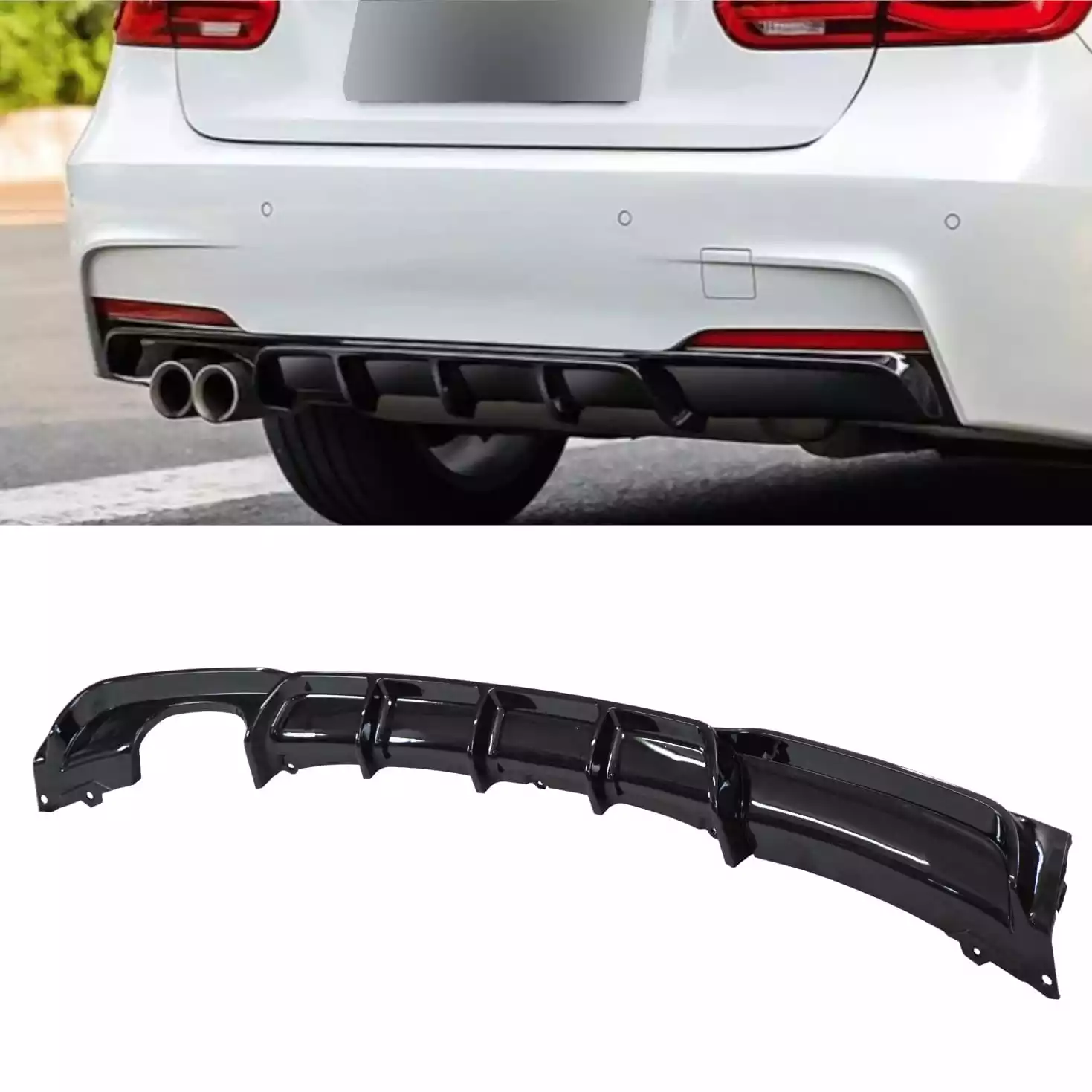 DMB15004-bmw-f30-f31-galinio-buferio-difuzorius-juodas-blizgus-su-dvigubais-ismetimais-2x0-1